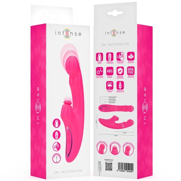 Intense High Tech EMI Vibrator 13,5 cm 3-in-1 mit Saugkraft und Vibration rosa