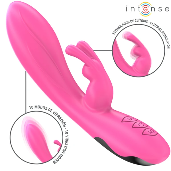 Intense High Tech Randall Rabbit Vibrator met Clitorisstimulator, Roze