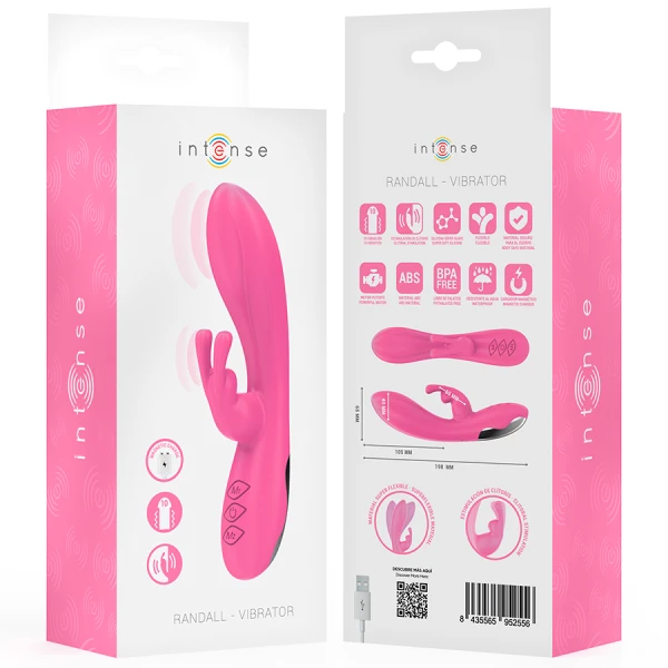 Intense High Tech Randall Rabbit Vibrator met Clitorisstimulator, Roze