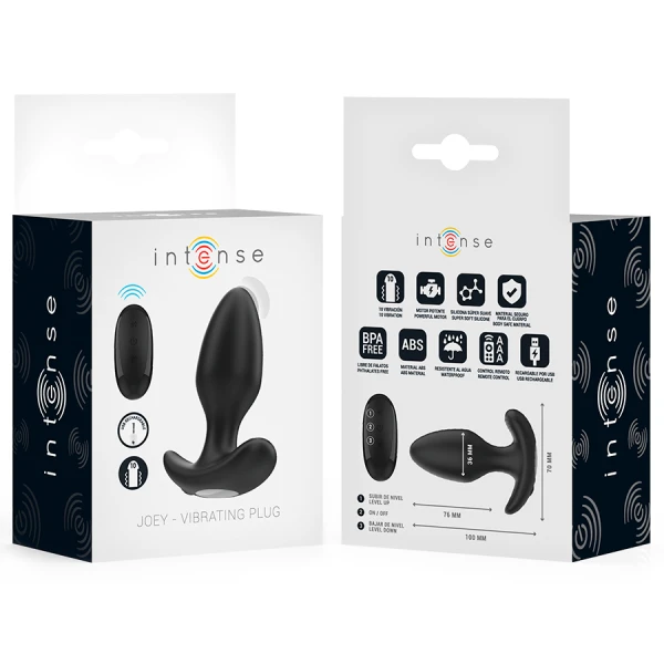 Intense Anal Toys Joey Anaalplug met 10 Trillingen en Afstandsbediening, zwart Intense Anal Toys Joey Anaalplug met 10 Trillingen en Afstandsbediening, zwart