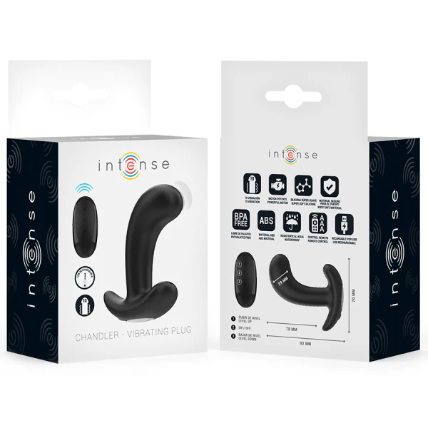 Intense Anal Toys Anal Plug Chandler with 10 Vibrations and Remote Control, black