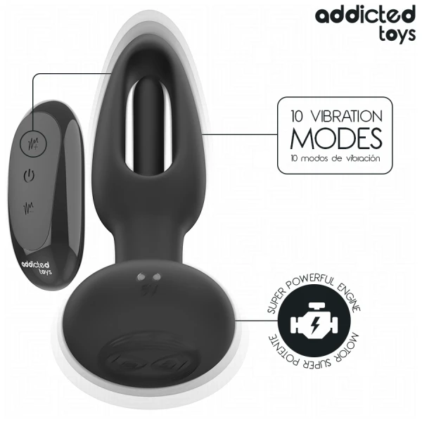 Addicted Toys Anaalvibrator met vibrerende tong en afstandsbediening
