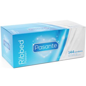 Pasante Gerippte Passion-Kondome 144 Stück, Nennweite 52 mm Pasante Gerippte Passion-Kondome 144 Stück, Nennweite 52 mm - Afbeelding 1