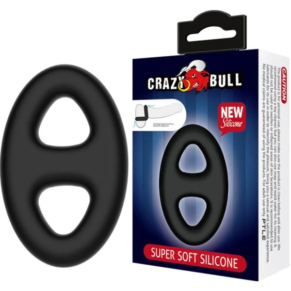 Crazy Bull Ovale siliconen dubbele ring penisring verstelbaar