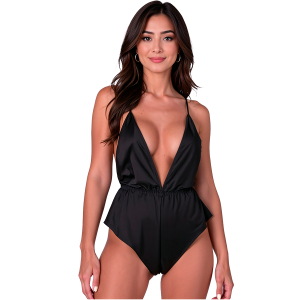 Passion Woman Teddies Satin-Body Sensie met diepe V-hals Zwart L/XL Passion Woman Teddies Satin-Body Sensie met diepe V-hals Zwart L/XL - Afbeelding 1