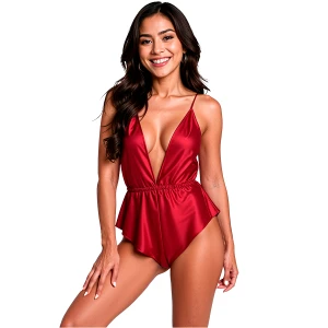 Passion Woman Teddies Sensie Body in Satin in Burgundy
