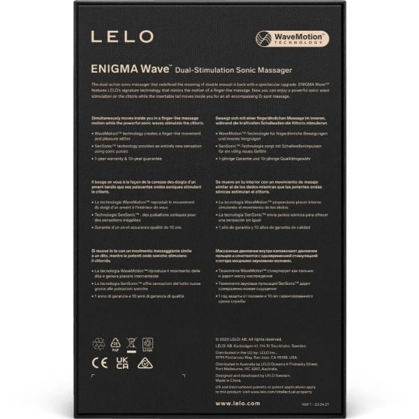 Lelo Enigma Wave Triple-vibratiemassageapparaat met WaveMotion-technologie Zwart Lelo Enigma Wave Triple-vibratiemassageapparaat met WaveMotion-technologie Zwart
