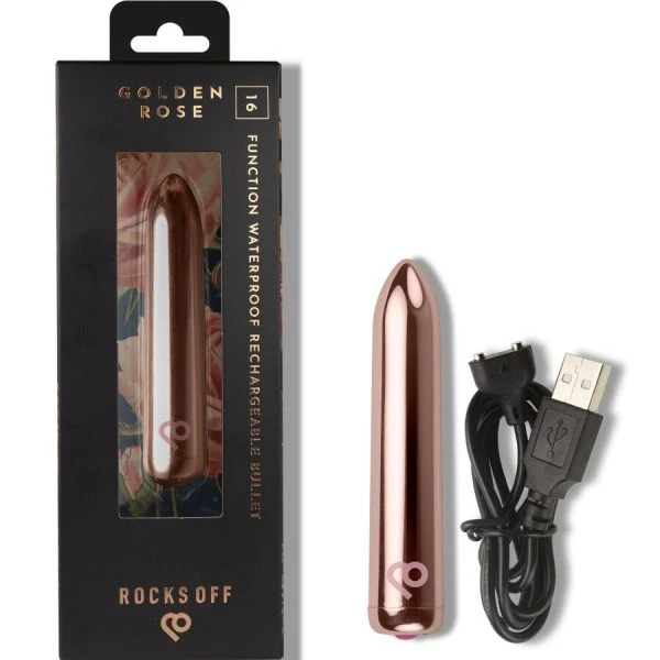Rocks-Off Vibrerende Bullet Golden Rose – Precisievibrator met 16 modi