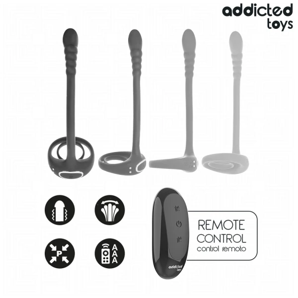 Addicted Toys P-punt-cockring met afstandsbediening, vibrerend