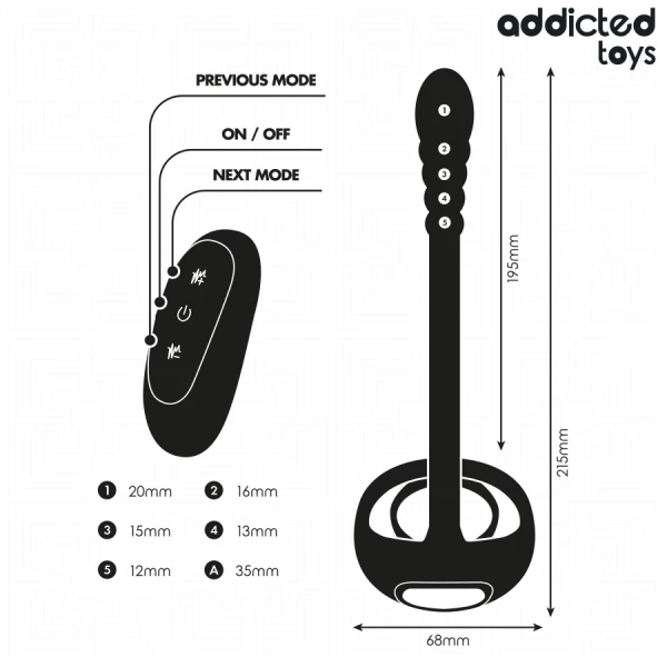 Addicted Toys P-punt-cockring met afstandsbediening, vibrerend