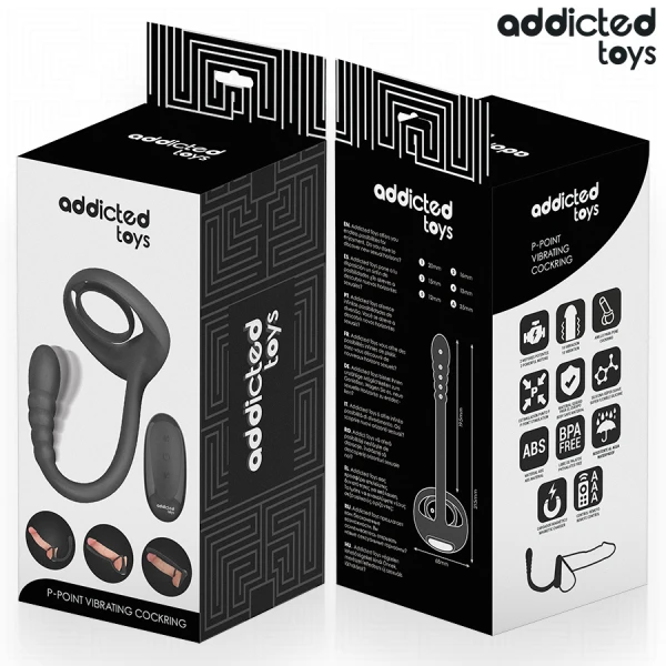 Addicted Toys P-punt-cockring met afstandsbediening, vibrerend