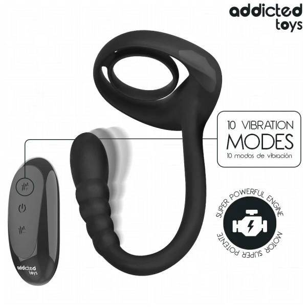Addicted Toys P-punt-cockring met afstandsbediening, vibrerend