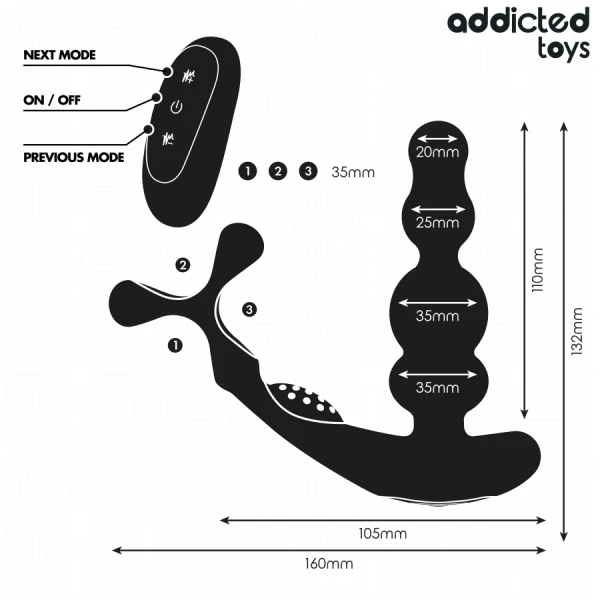Addicted Toys Roterende Prostaatmassager met Afstandsbediening, Siliconen Addicted Toys Roterende Prostaatmassager met Afstandsbediening, Siliconen