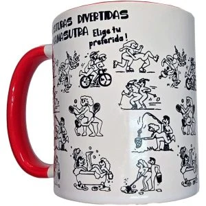 Diablo Picante Kamasutra-beker met standjes, wit-rood, 370 ml