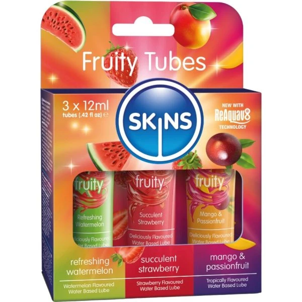 Skins Fruitig glijmiddel-set Watermeloen, Aardbei & Mango