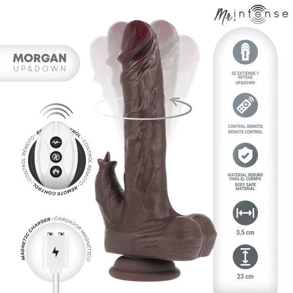 MR. Intense High Tech Morgan – Realistische vibrator-dildo met op-en-neerfunctie, 23 cm