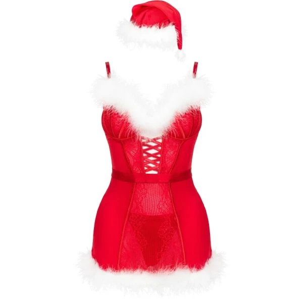 Livco Corsetti Fashion Kerstset Chemise, String en Muts L/XL