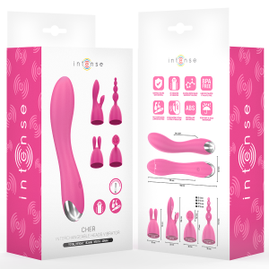 Intense High Tech Cher Vibrator met 20 modi en 4 opzetstukken Intense High Tech Cher Vibrator met 20 modi en 4 opzetstukken - Afbeelding 4