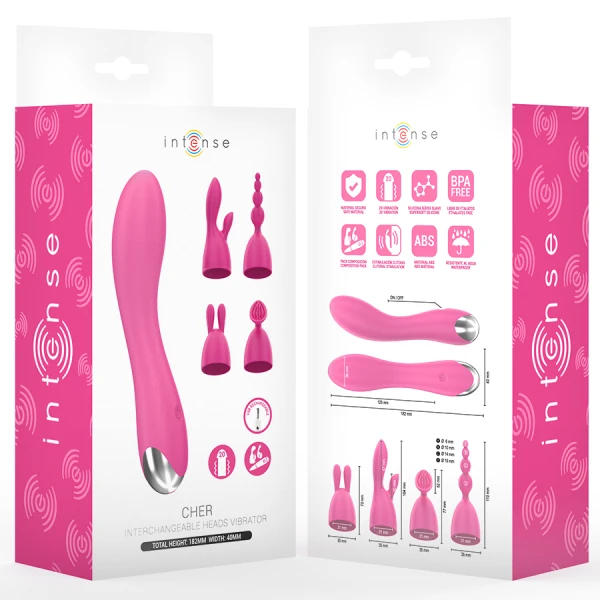 Intense High Tech Cher Vibrator met 20 modi en 4 opzetstukken Intense High Tech Cher Vibrator met 20 modi en 4 opzetstukken