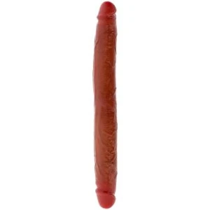 GET Real Dubbele Uiteinde Silicone Dildo met beweegbare voorhuid 35 cm karamel