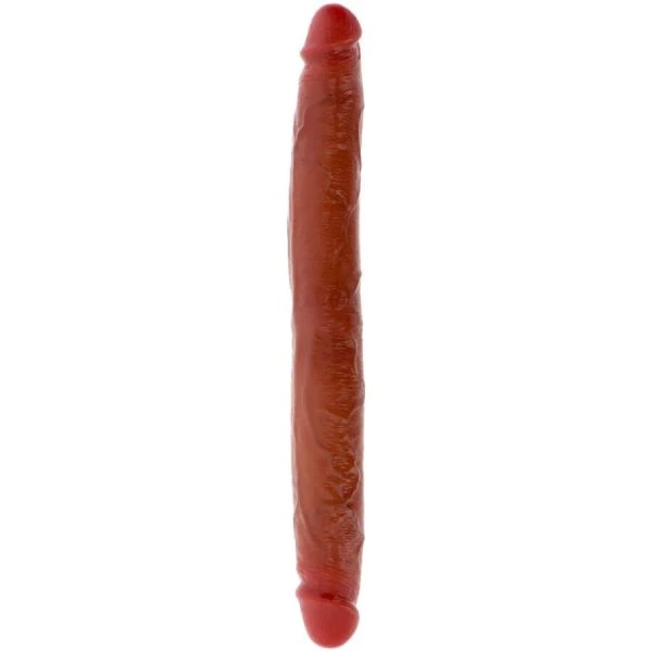 GET Real Doppelender-Silikondildo mit beweglicher Vorhaut 35 cm Karamell