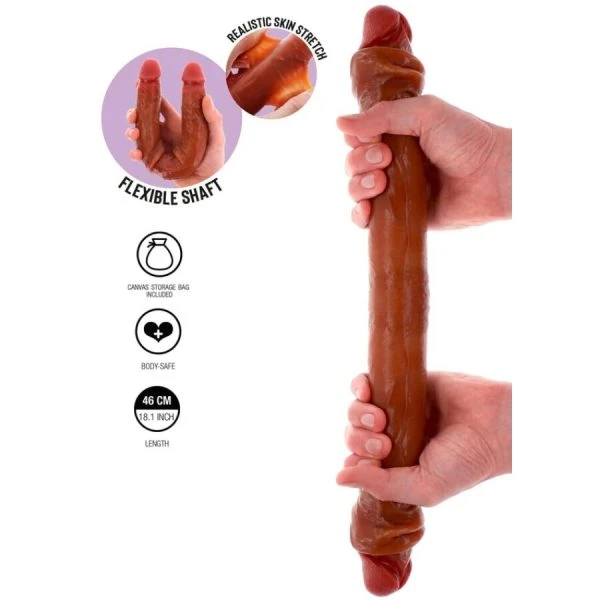 GET Real Double-Ended Silicone Dildo with Movable Foreskin 46 cm