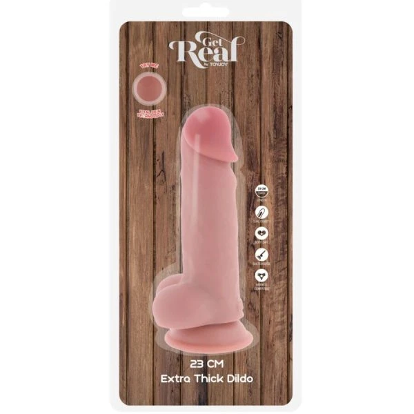 GET Real Deluxe Dildo met Ballen extra dik 23 cm TPE