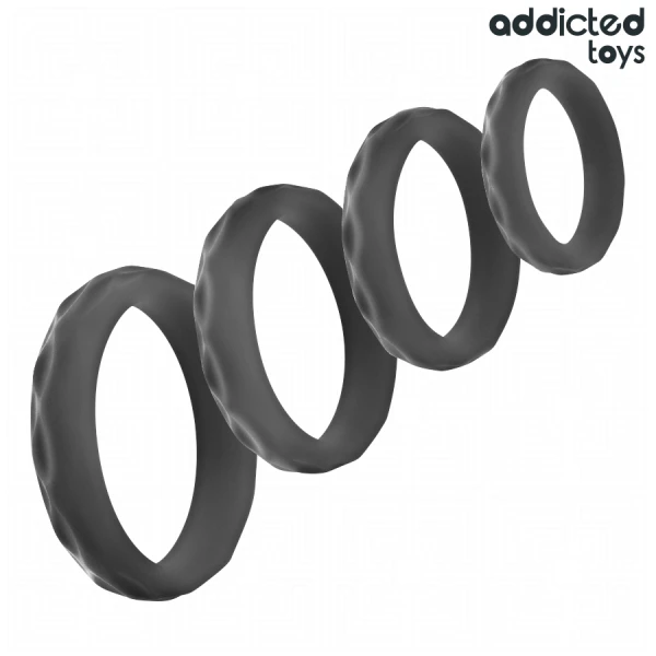 Addicted Toys Penisring-Set van siliconen, 4 maten
