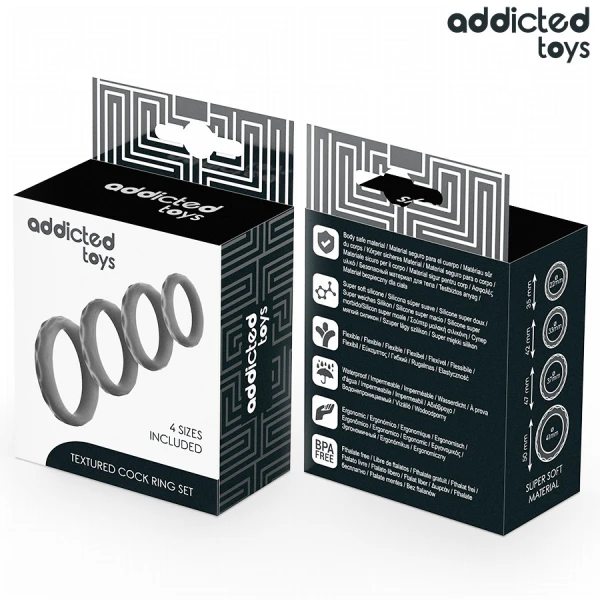 Addicted Toys Penisring-Set van siliconen, 4 maten