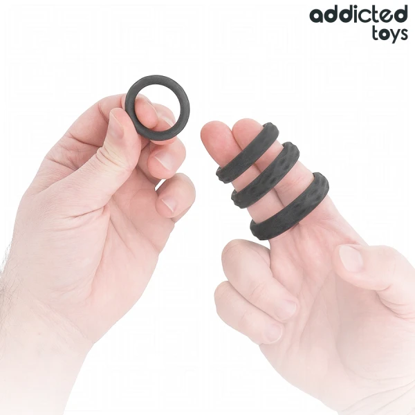 Addicted Toys Penisring-Set van siliconen, 4 maten