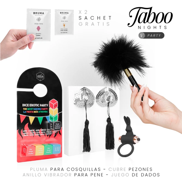 Taboo Nights Party Dreamkit: Erotiek-set met spel, cockring en glijmiddel