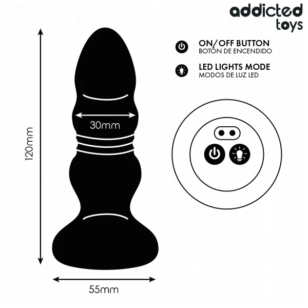 Addicted Toys Anale Vibrator met Stootfunctie en LED, 11,9 cm