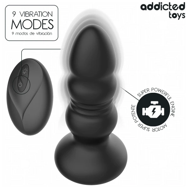 Addicted Toys Anale Vibrator met Stootfunctie en LED, 11,9 cm