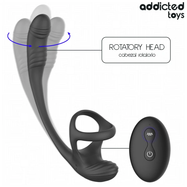 Addicted Toys Anal Vibrator with Testicle Stimulator and 360° Wave Motion