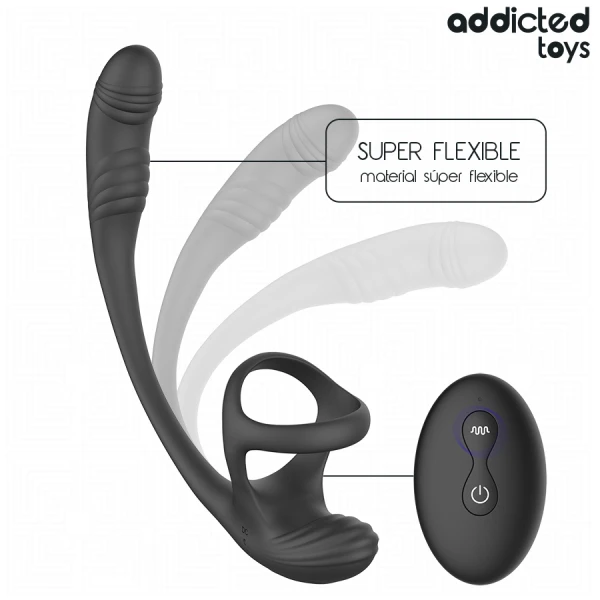 Addicted Toys Anal Vibrator with Testicle Stimulator and 360° Wave Motion