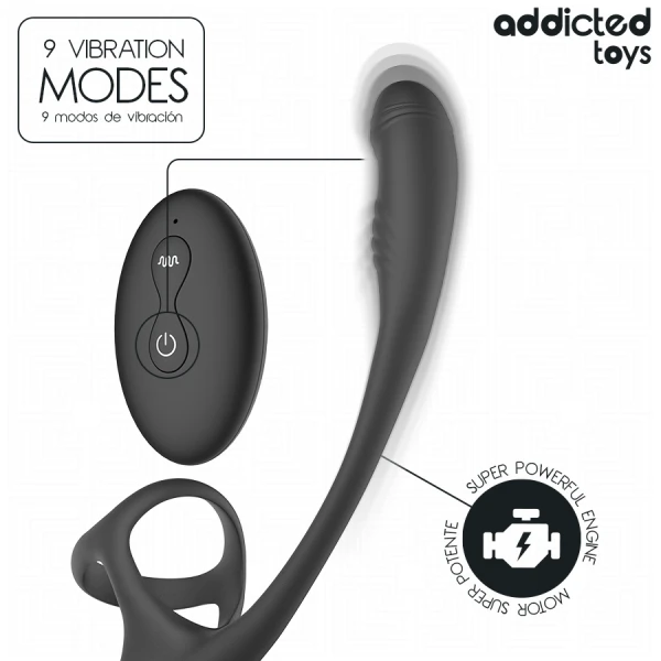 Addicted Toys Anal Vibrator with Testicle Stimulator and 360° Wave Motion