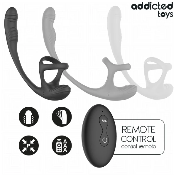 Addicted Toys Anal Vibrator with Testicle Stimulator and 360° Wave Motion