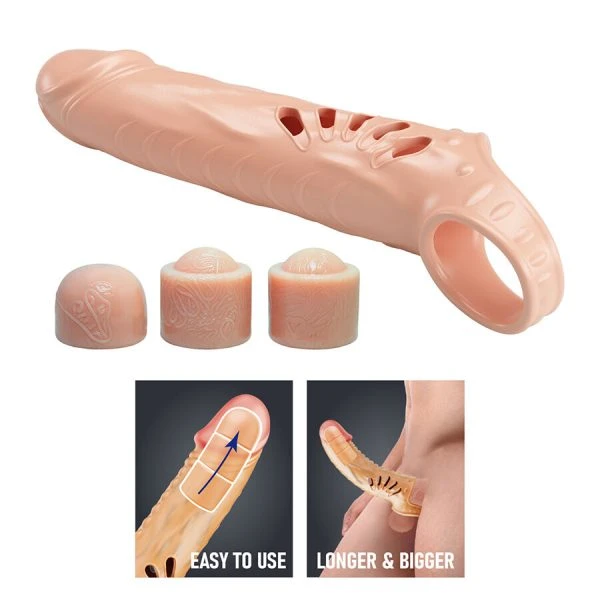 FOR HIM Pretty Love Penishuls met verlengstukken, TPE, 24,3 cm