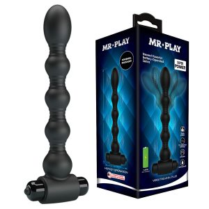MR Play Trillende anaalplug met kralen, siliconen, zwart MR Play Trillende anaalplug met kralen, siliconen, zwart - Afbeelding 1