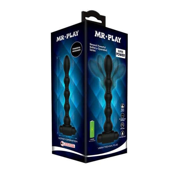 MR Play Trillende anaalplug met kralen, siliconen, zwart MR Play Trillende anaalplug met kralen, siliconen, zwart