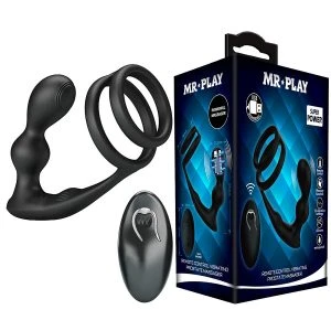 MR Play Vibrerende anaalplug met penising en afstandsbediening zwart