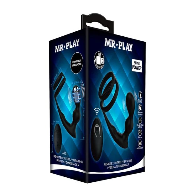 MR Play Vibrerende anaalplug met penising en afstandsbediening zwart