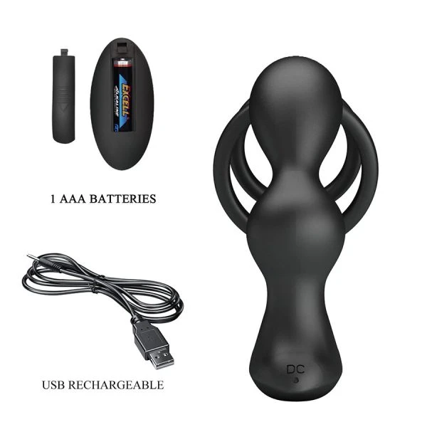 MR Play Vibrerende anaalplug met penising en afstandsbediening zwart