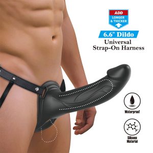 Harness Collection Pretty Love Landon Black Vibrating Strap-on Dildo 18 cm – Bild 1