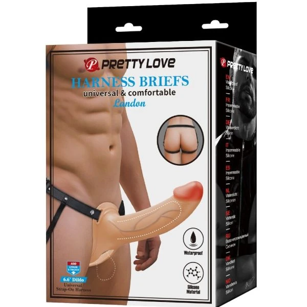 Harness Collection Pretty Love Landon Vibrations-Strap-On für Hellhaut, 18 cm