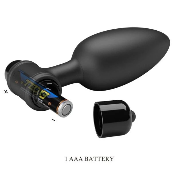 MR Play Super Power Anal Plug met vibratie, siliconen, zwart MR Play Super Power Anal Plug met vibratie, siliconen, zwart