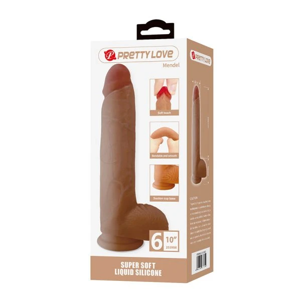 Pretty Love Mendel Silikon-Dildo met zuignap, natuurlijke vorm