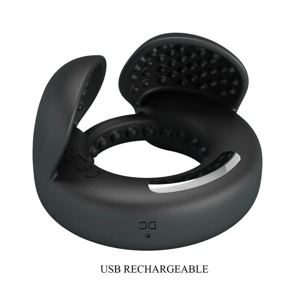 FOR HIM Pretty Love Quentin Penisring met testikelstimulator, siliconen