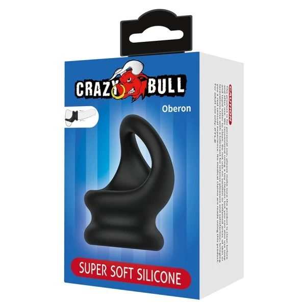 Crazy Bull Oberon Penisring mit Hodenstützring aus Silikon, schwarz