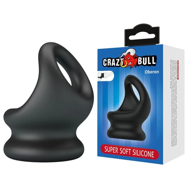 Crazy Bull Oberon Penisring mit Hodenstützring aus Silikon, schwarz